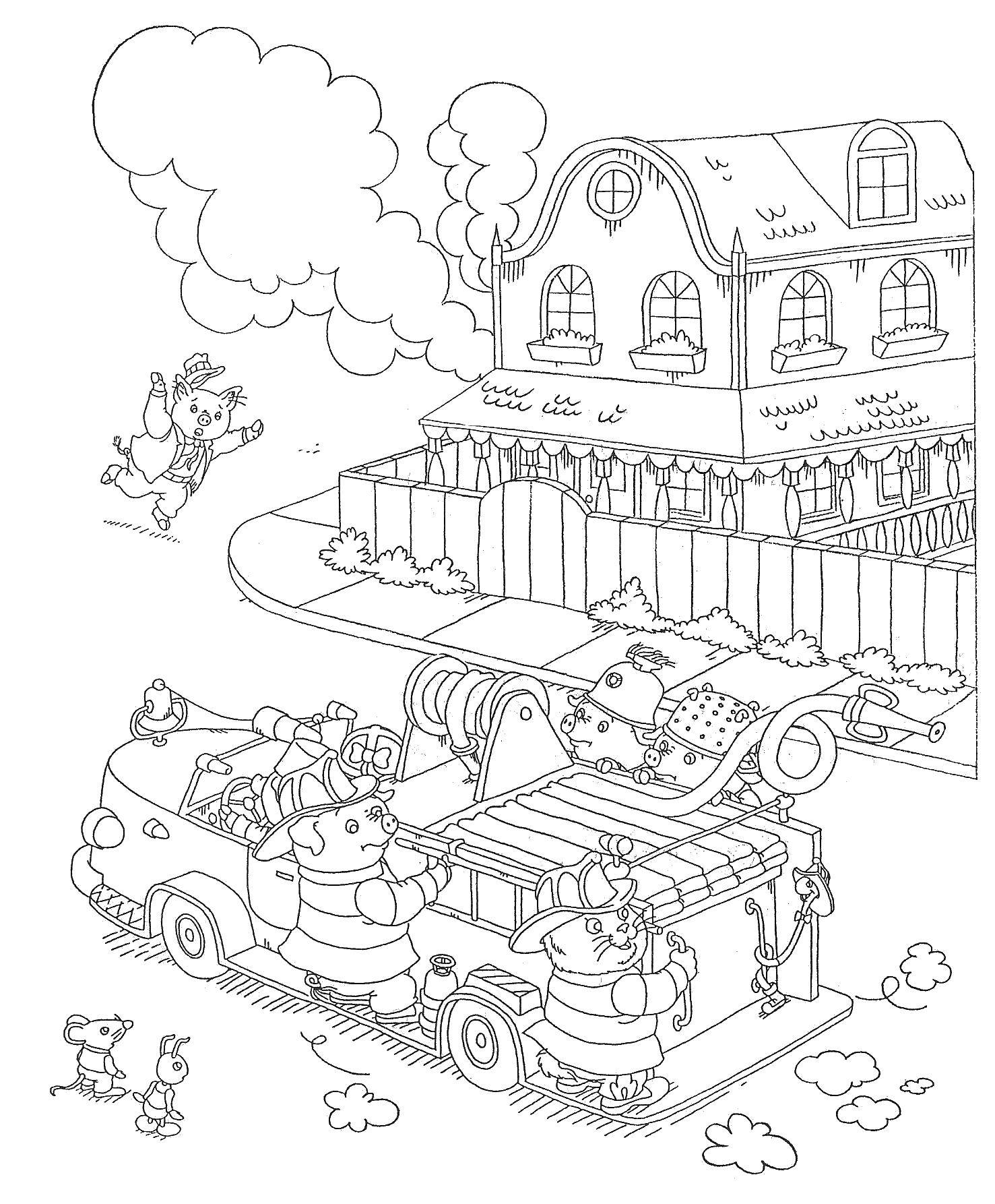 Раскраска Игрушки пожарники Скачать пожарники, игрушки.  Распечатать ,игрушки,