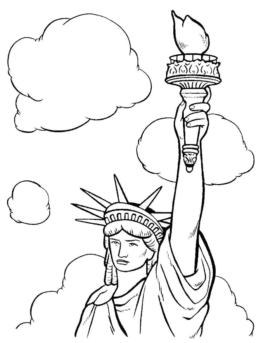Раскраска Американская статуя свободы Скачать Америка, США, флаг.  Распечатать ,статуя свободы,