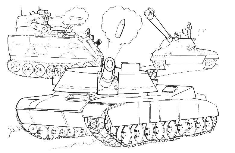 Раскраска Разные танки Скачать война, солдаты, танки.  Распечатать ,раскраски,