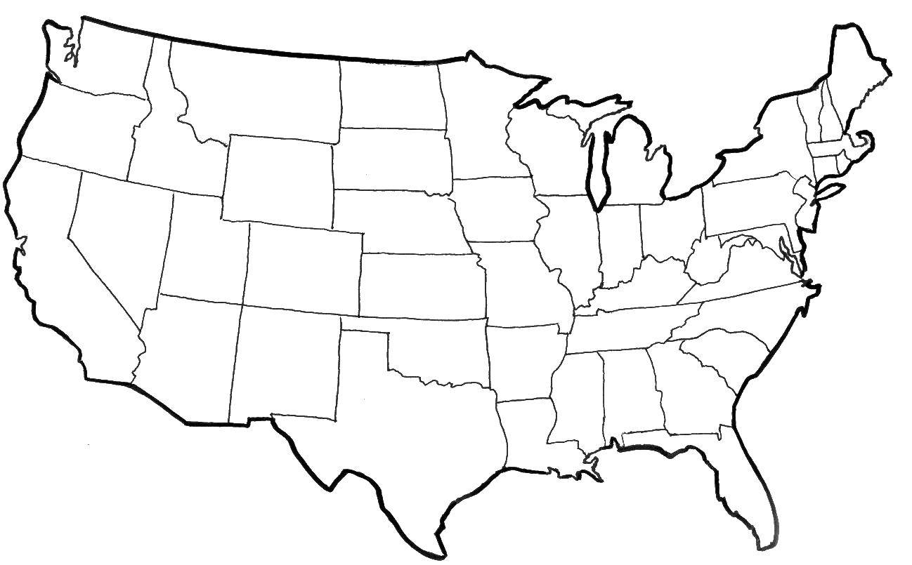 Раскраска Карта сша. Скачать Америка, США, флаг.  Распечатать ,США,