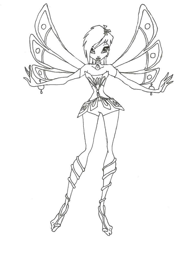 Раскраска Текна из мультфильма winx. Скачать Персонаж из мультфильма, Winx.  Распечатать ,Винкс,