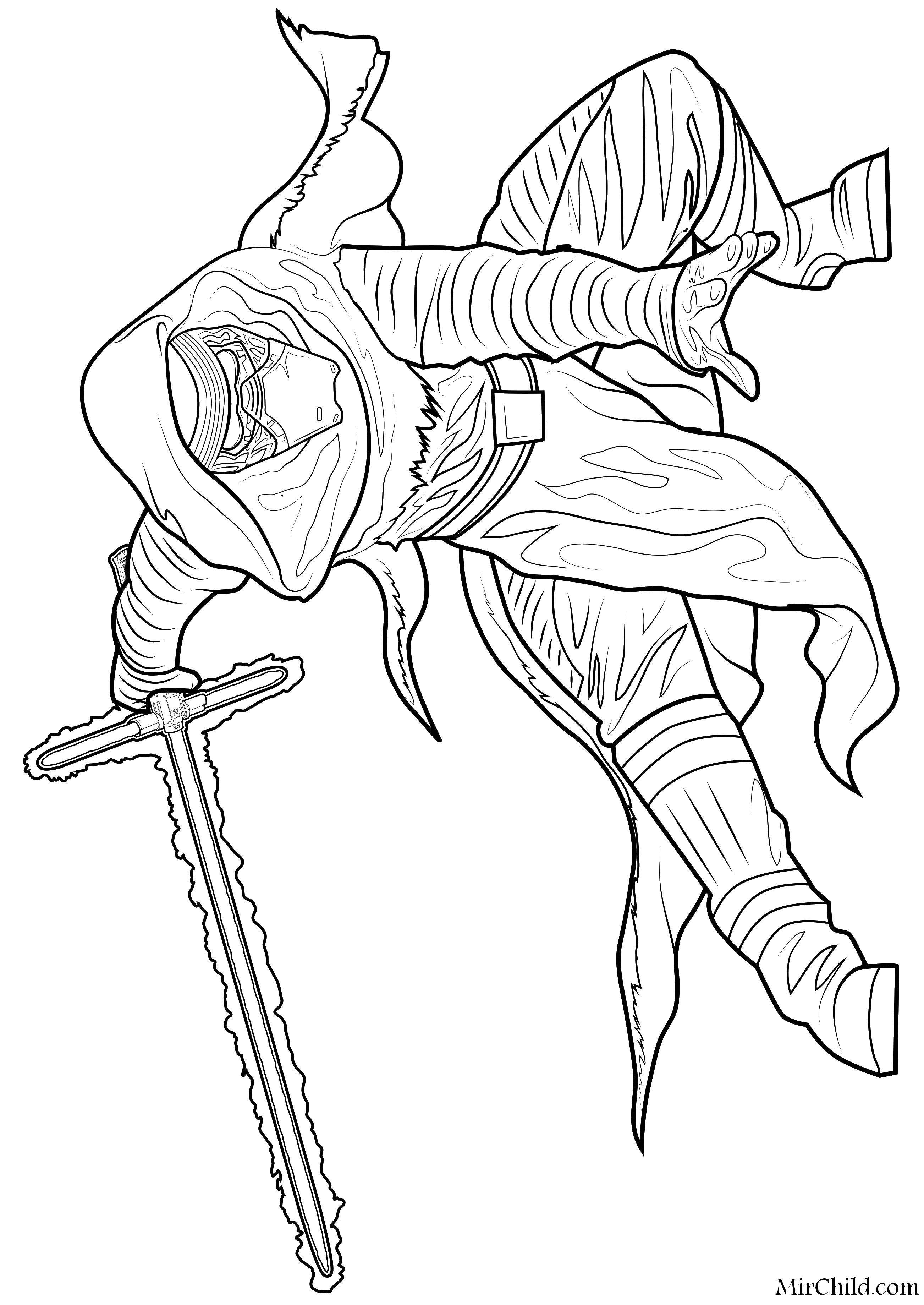 Раскраска Герой звездного война Скачать звездный воин.  Распечатать ,Персонажи из фильмов,