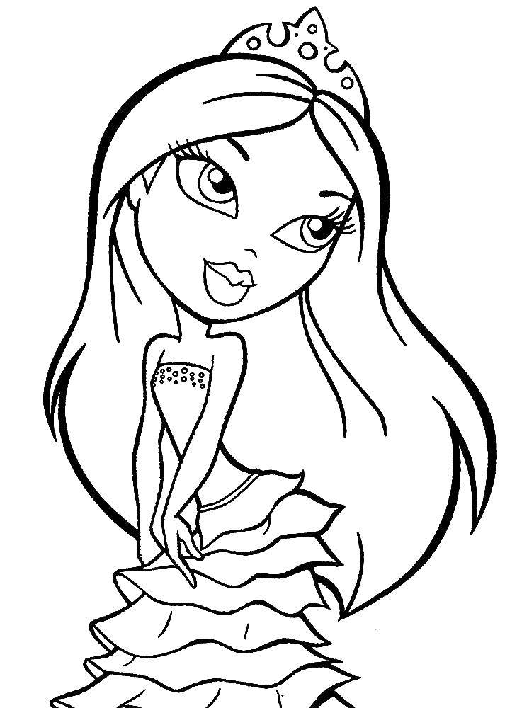 Название: Раскраска Принцесса братз. Категория: братц. Теги: Кукла, Bratz .