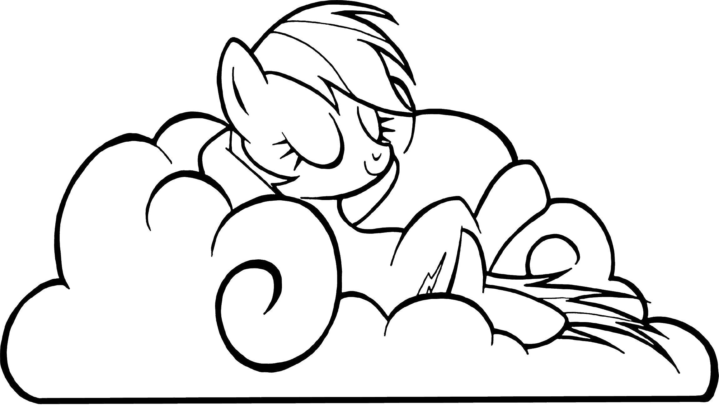 Раскраска Пони на облачке . Скачать ,Пони, My little pony ,.  Распечатать 