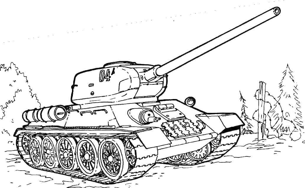 Раскраска Танк 04 Скачать ,танки, война, военная техника,.  Распечатать 