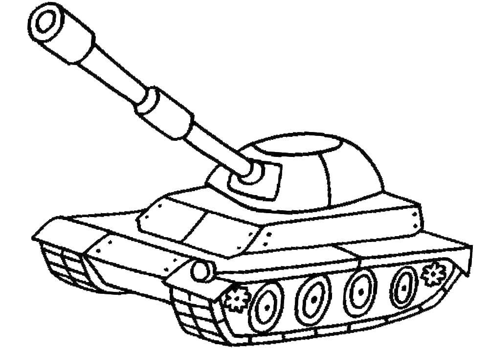 Раскраска Танк с пушкой Скачать ,военная техника, война, танки,.  Распечатать 