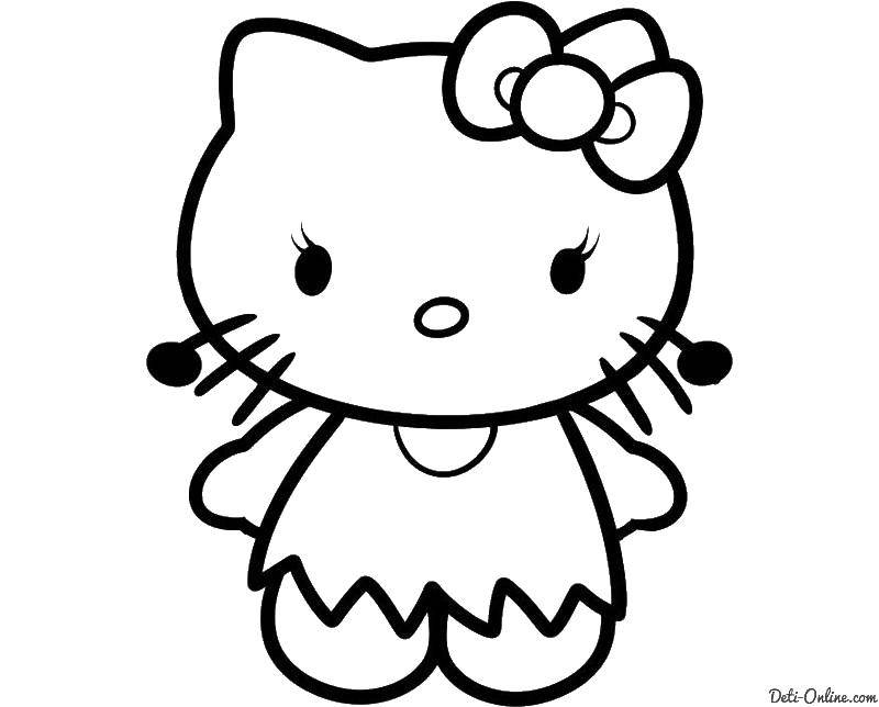 Раскраска Китти Скачать ,Hello Kitty, бантик, кошка,.  Распечатать 