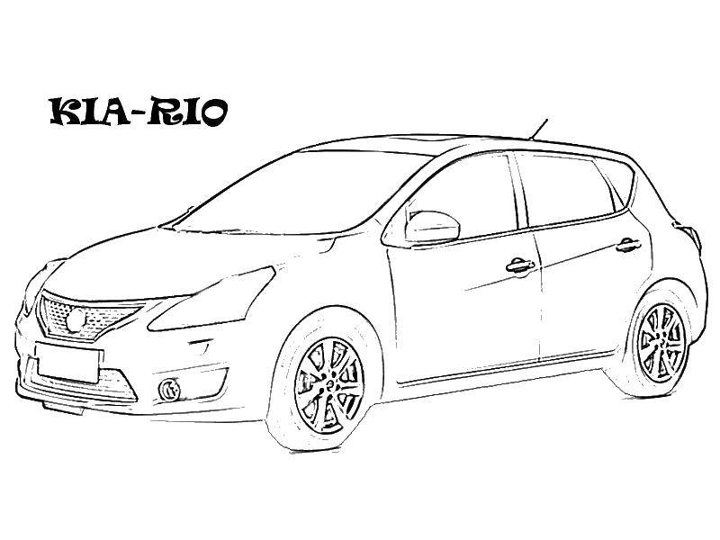 Раскраска Kia rio Скачать ,Kia Rio, машина,.  Распечатать 
