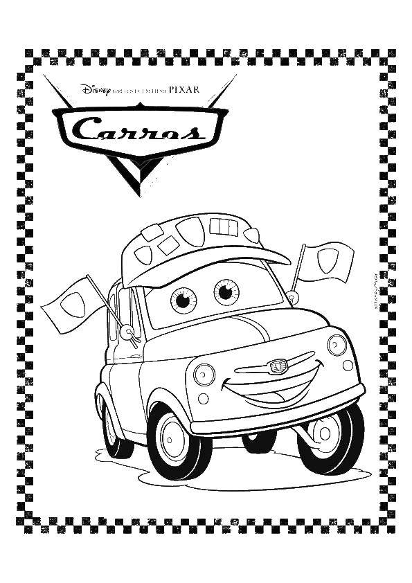 Раскраска Луиджи fiat 500 1959 года Скачать ,Луиджи, тачки,.  Распечатать 