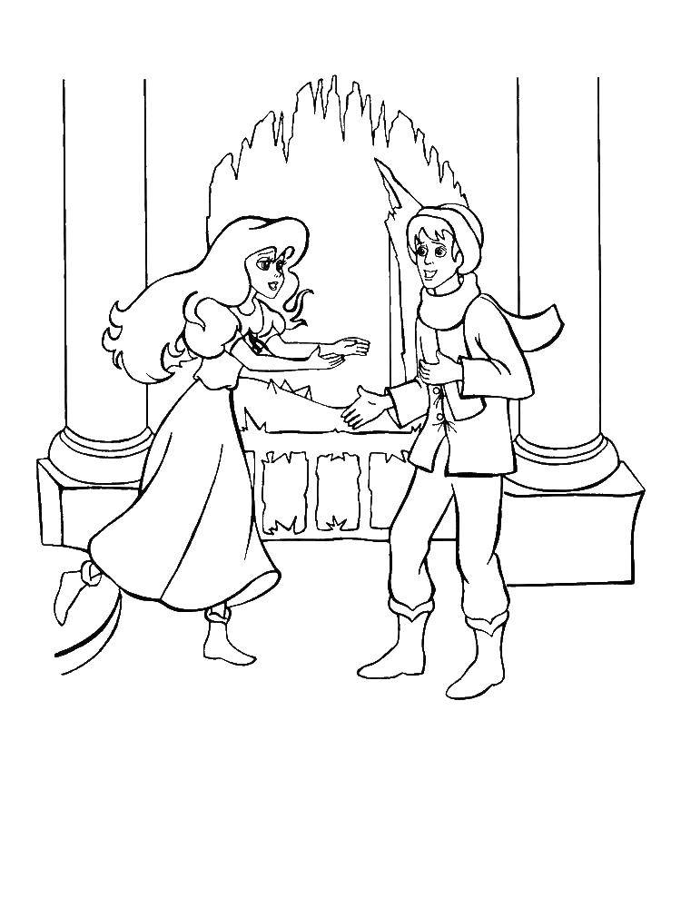 Название: Раскраска Герда нашла кая. Категория: мультики. Теги: герда, кай, снежная королева.