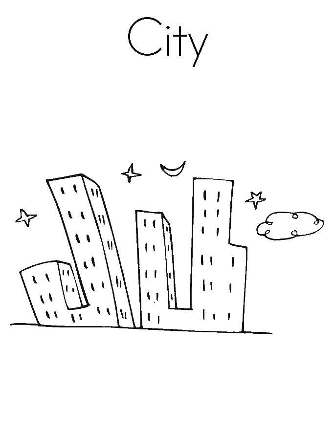 Раскраска Ночной город Скачать ,город, ночь, city,.  Распечатать 