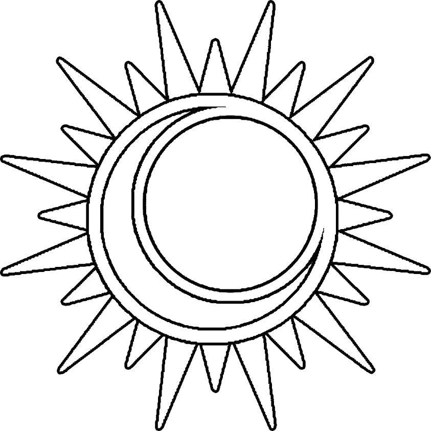 Раскраска Солнце,луна, полумесяц Скачать ,солнце, луна, полумесяц,.  Распечатать 