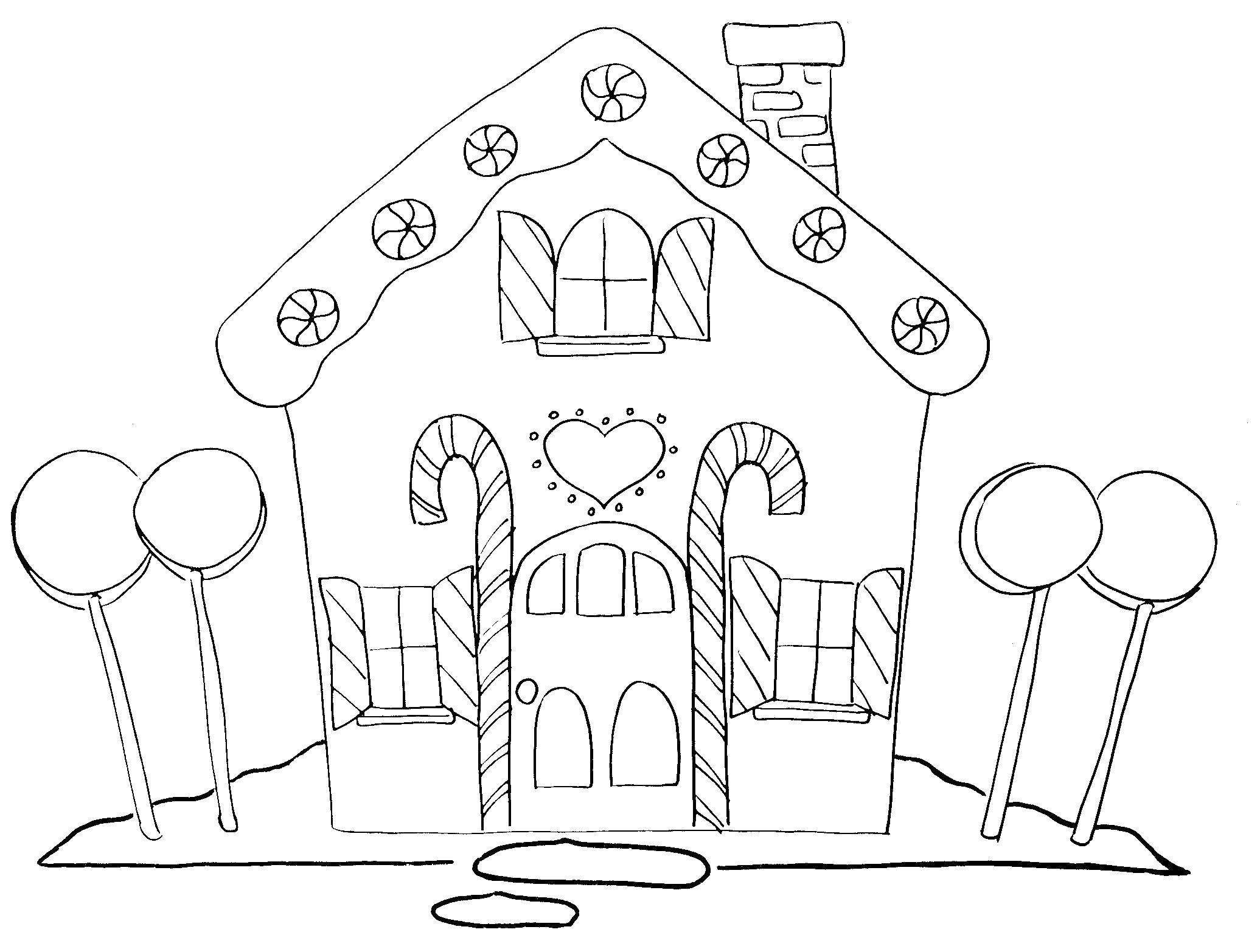 Название: Раскраска Дом построен из сладостей. Категория: Раскраски дом. Теги: Дом, здание.