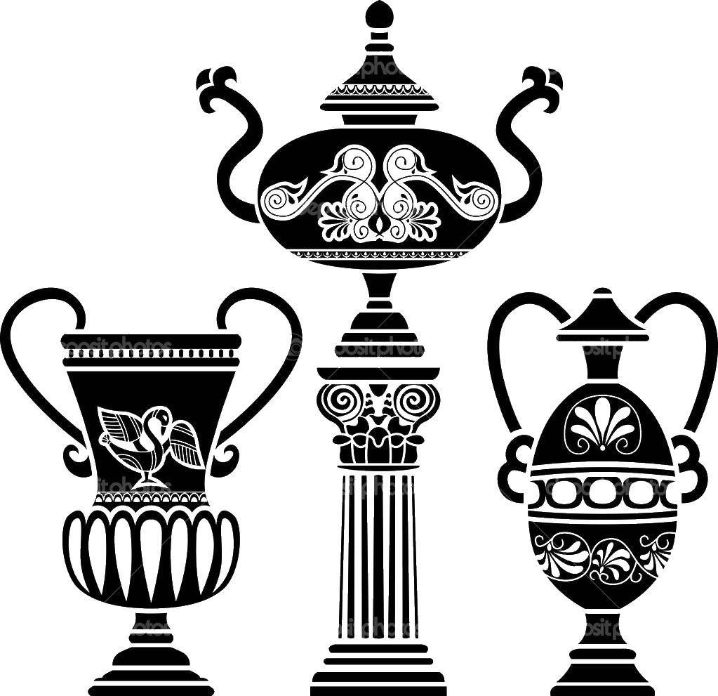 Раскраска Вазы Скачать ,вазы, кувшины,.  Распечатать 