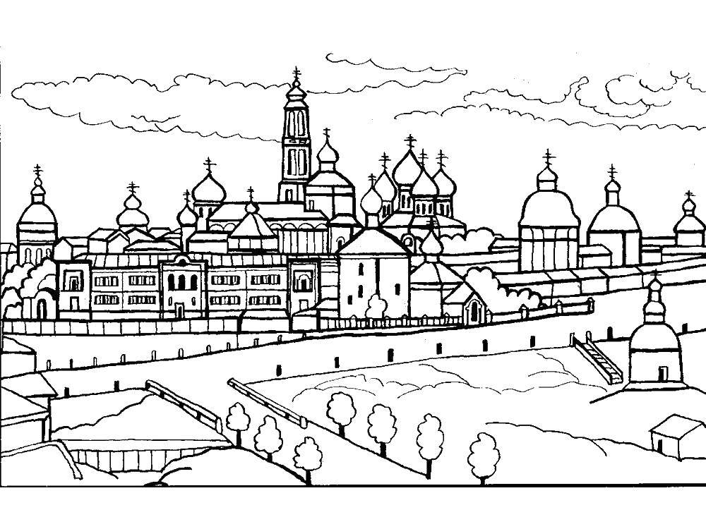 Раскраска Московский пейзаж Скачать ,Москва,.  Распечатать 