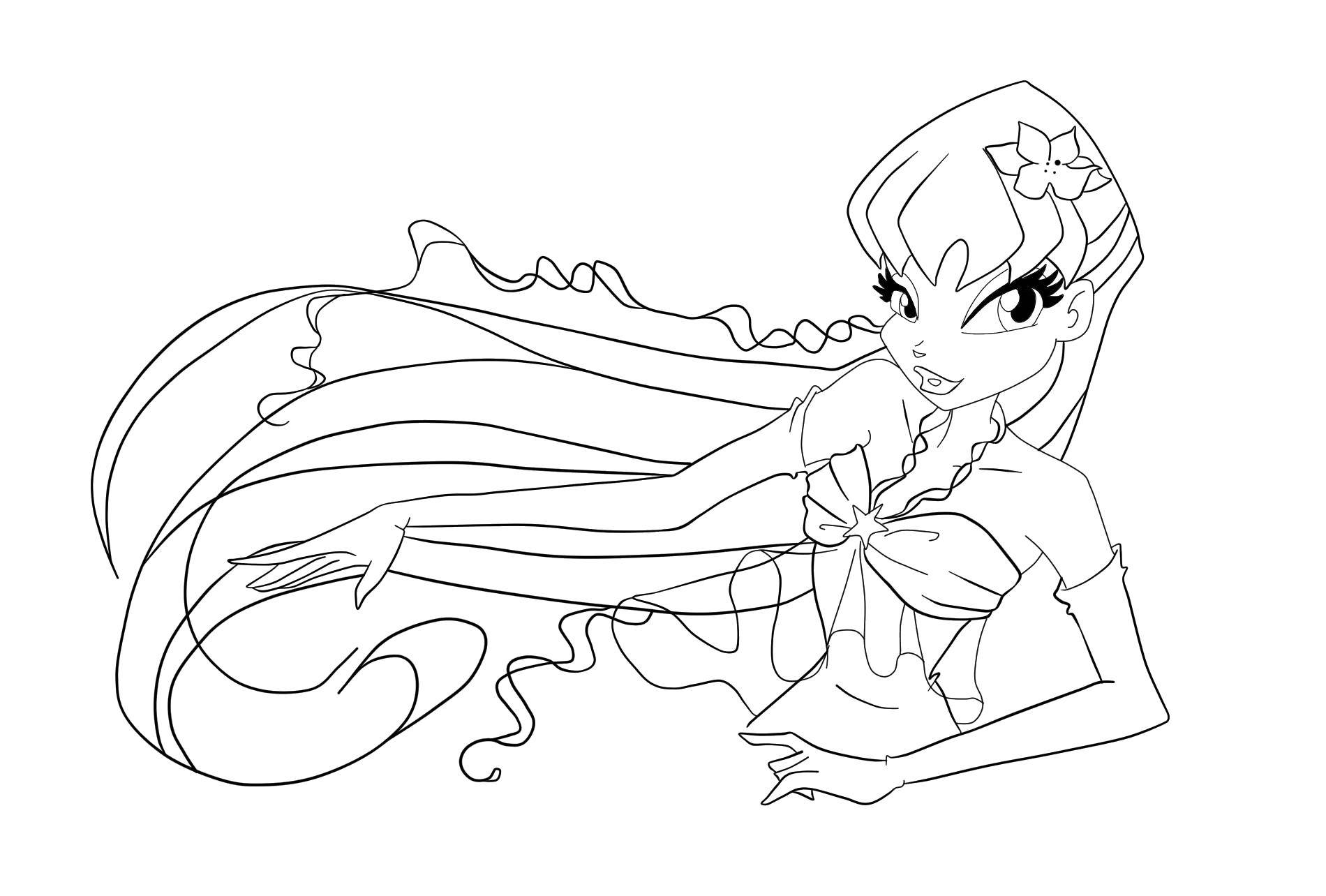 Название: Раскраска Стелла из мультфильма winx. Категория: Персонаж из мультфильма. Теги: Персонаж из мультфильма, Winx.