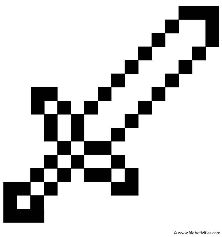 Название: Раскраска Меч из игры. Категория: майнкрафт. Теги: Игры, Майнкрафт.