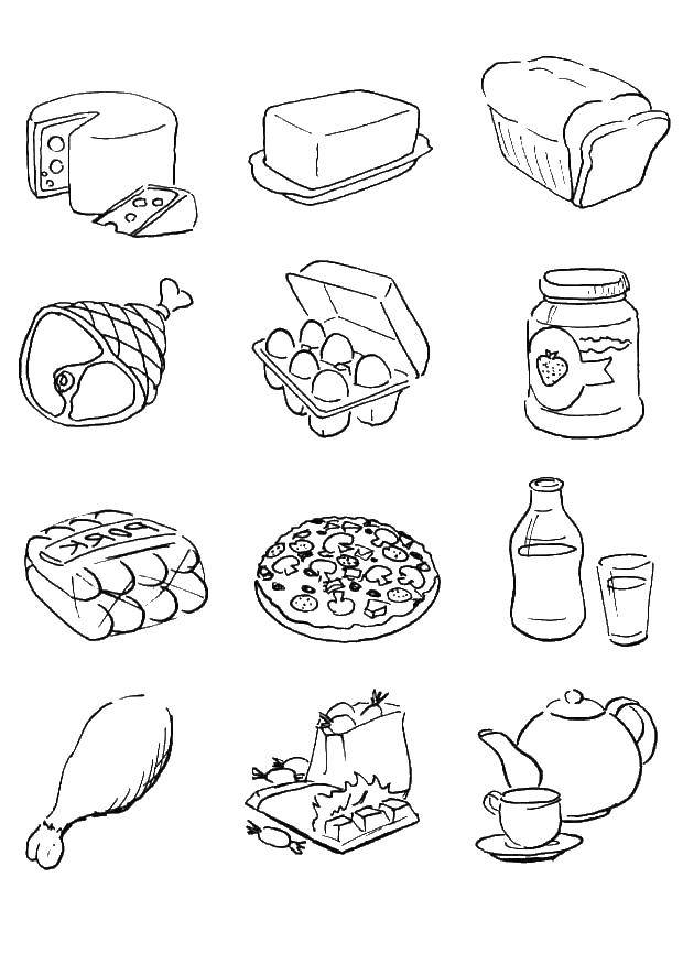 Название: Раскраска Разная еда. Категория: Мясо. Теги: мясо, еда.