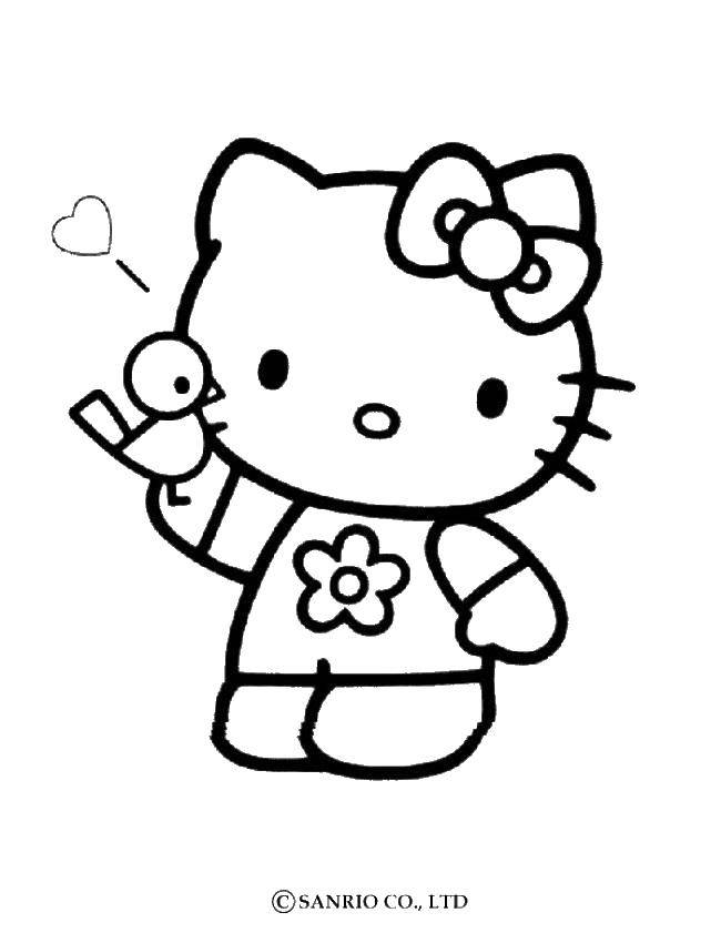 Название: Раскраска Китти и птенец. Категория: Хэллоу Китти. Теги: Хэллоу Китти.