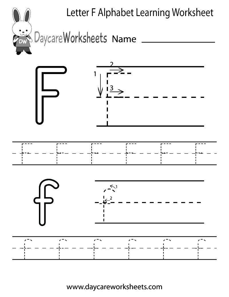 Раскраска Учимся писать букву f Скачать ,буквы английский алфаит, F,.  Распечатать 