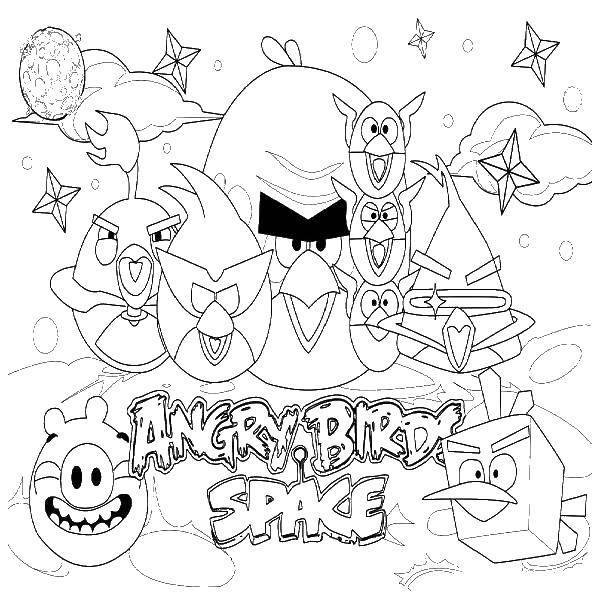 Название: Раскраска Angry bird в космосе. Категория: игры. Теги: игры, angry bird, птицы.
