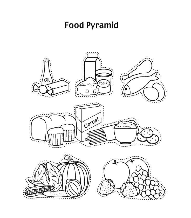 Название: Раскраска Разные продукты. Категория: еда. Теги: еда, продукты, пища.