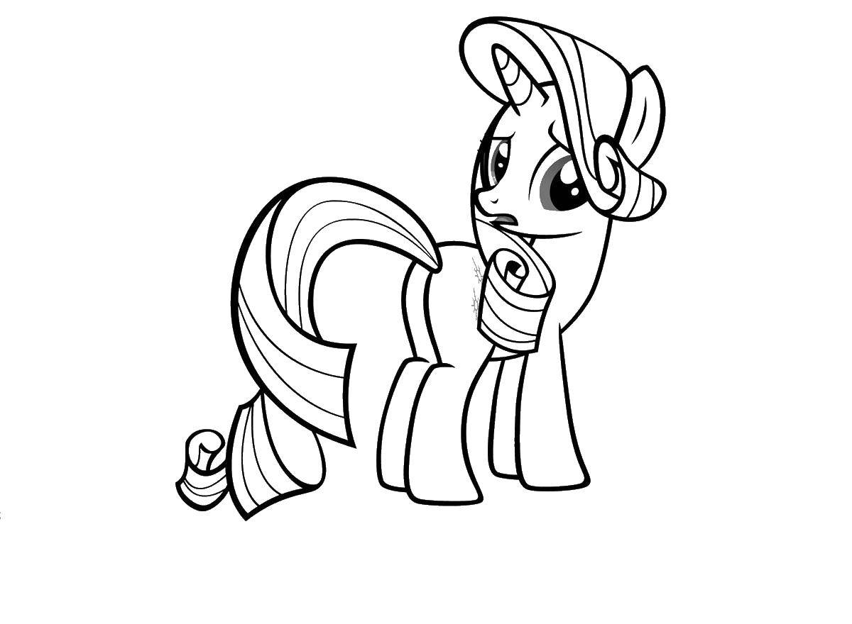 Раскраска Напуганный пони Скачать ,Пони, My little pony ,.  Распечатать 
