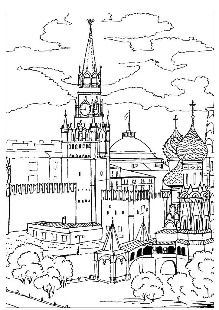 Раскраска Пейзаж москвы Скачать ,Москва,.  Распечатать 
