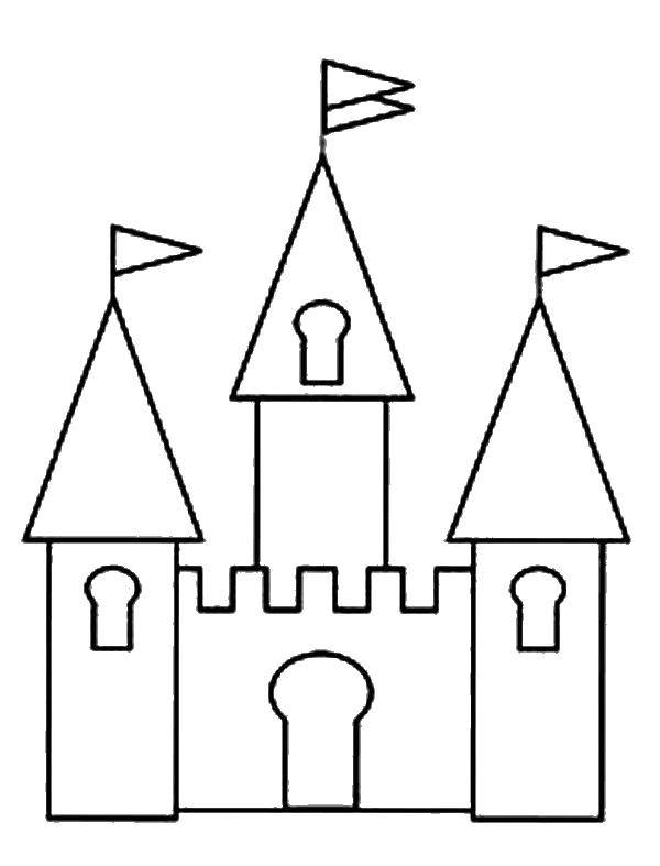 Раскраска Замок, флажки Скачать ,Замок,.  Распечатать 