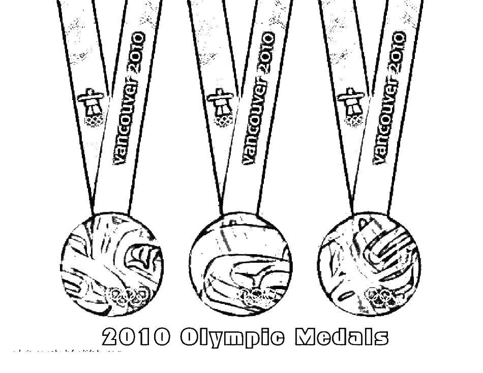 Раскраска Олимпийские медали 2010 года Скачать ,медали, кольца, 2010,.  Распечатать 