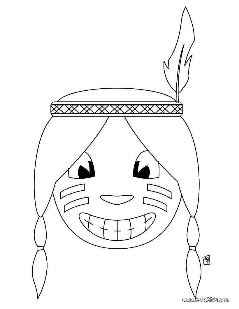 Название: Раскраска Счастливый индеец. Категория: индейцы. Теги: Индеец.
