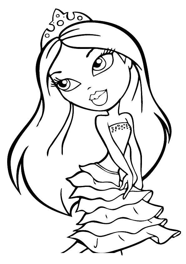 Название: Раскраска Куклы bratz в короне. Категория: братц. Теги: Кукла, Bratz .