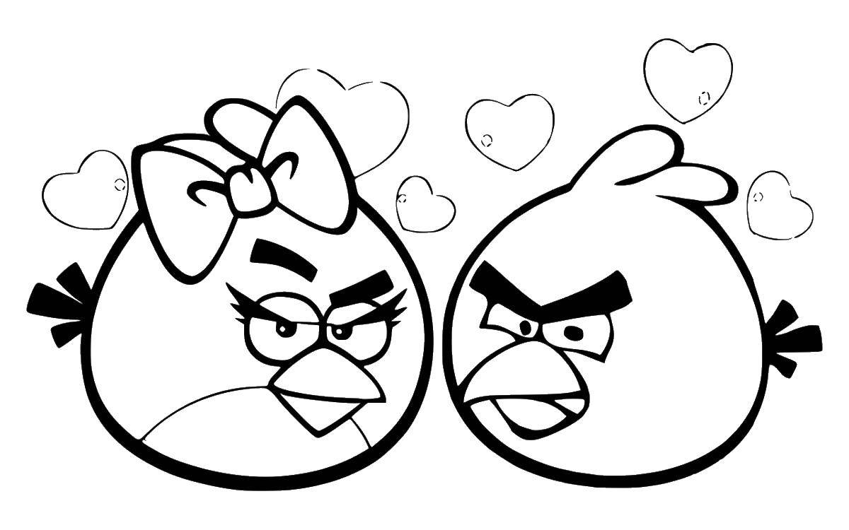 Раскраска Птица девочка и мальчик из angry birds Скачать ,птица, angry birds,.  Распечатать 