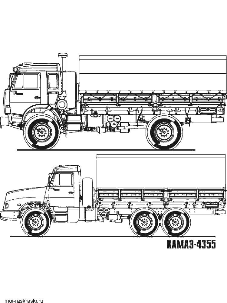 Название: Раскраска Камаз 4355. Категория: раскраски. Теги: КамАЗ, машина.