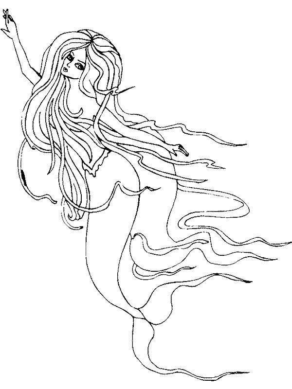 Название: Раскраска Русалка плывет. Категория: раскраски. Теги: русалка.