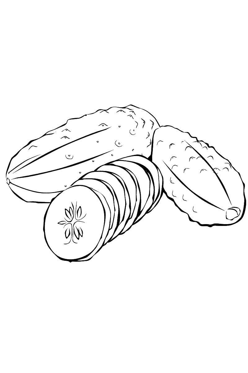 Раскраска Огурец Скачать ,оугрец, овощи,.  Распечатать 