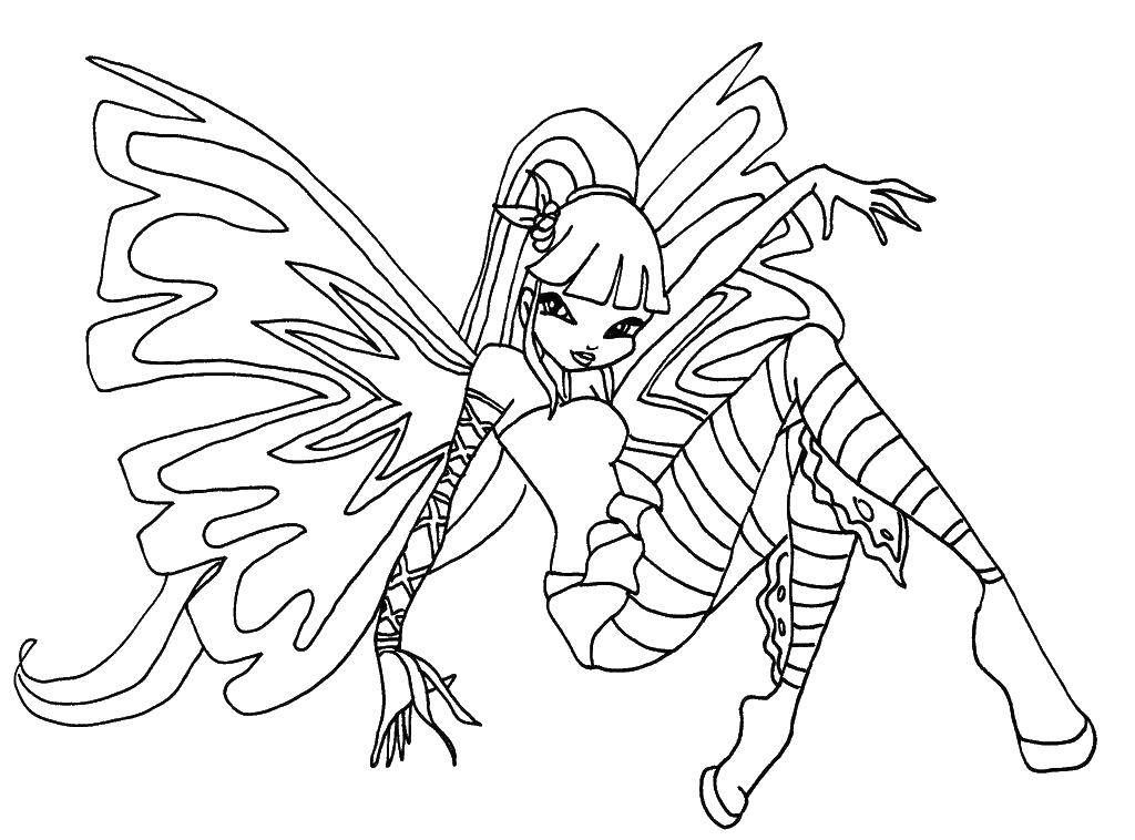 Название: Раскраска Муза из мультфильма winx. Категория: Персонаж из мультфильма. Теги: Персонаж из мультфильма, Winx.