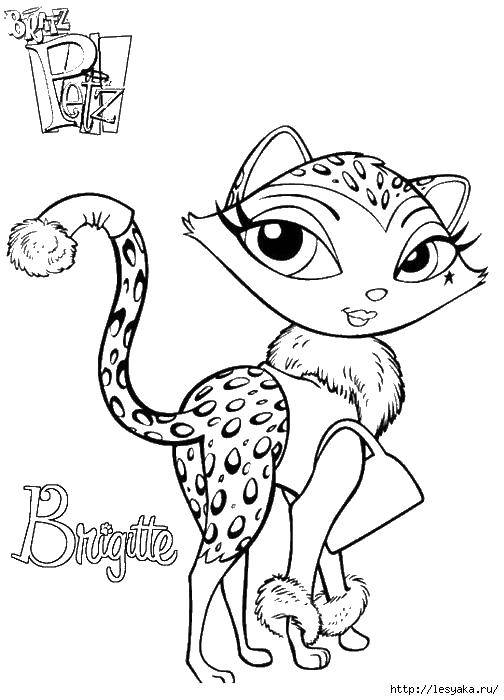 Раскраска Кошка бриджит Скачать ,кошка, сумка, мех,.  Распечатать 
