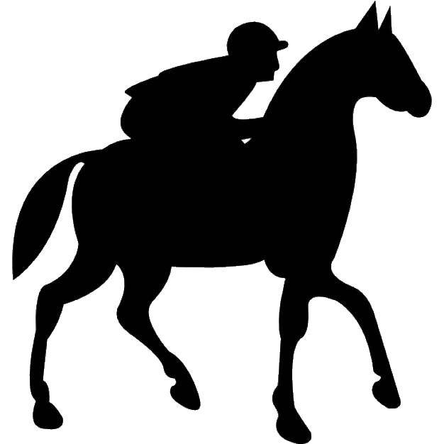 Раскраска Наездник на лошади Скачать ,наездник, лошадь, контур,.  Распечатать 