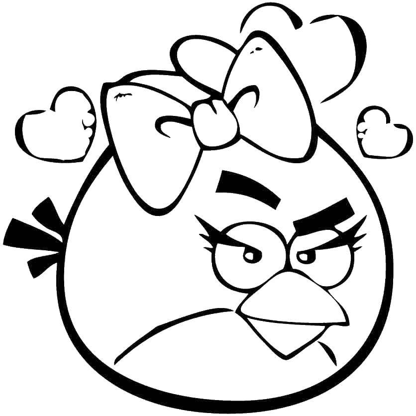 Название: Раскраска Птичка девочка из angry birds. Категория: angry birds. Теги: angry birds, птица.