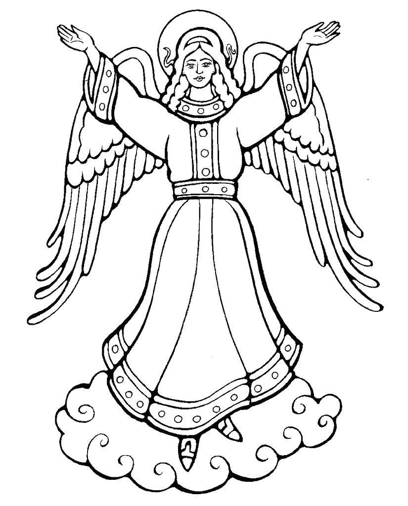 Название: Раскраска Ангел в небесах. Категория: церковь. Теги: Ангел.