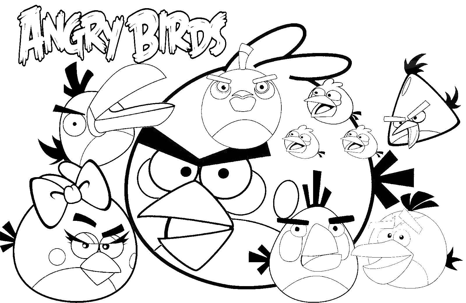 Раскраска Игра angry birds Скачать ,angry birds, игры, персонажи,.  Распечатать 