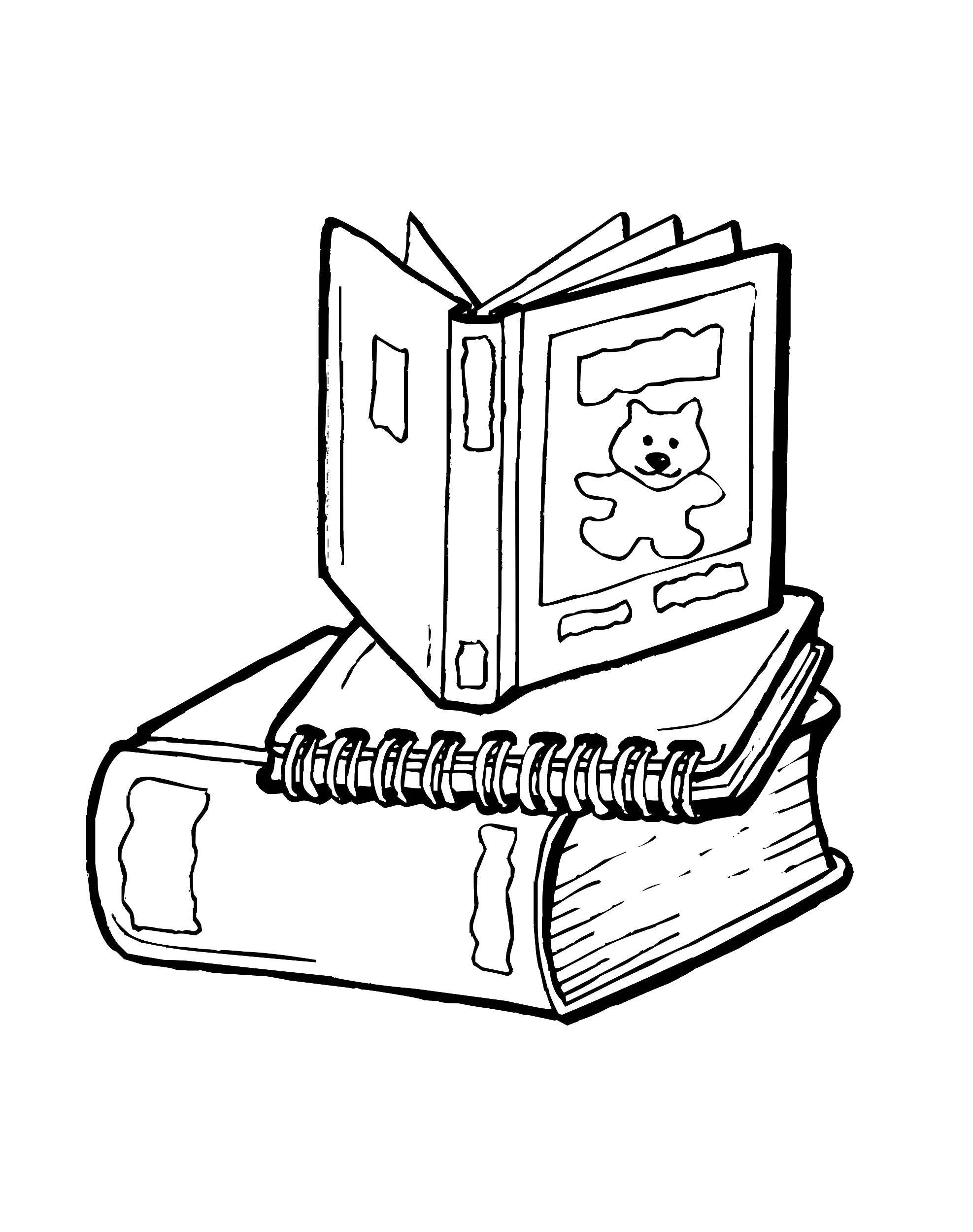 Раскраска Книжечки Скачать ,Школьные принадлежности,.  Распечатать 