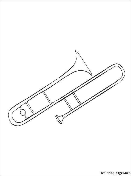 Раскраска Труба Скачать ,труба, музыка, интсрумент,.  Распечатать 