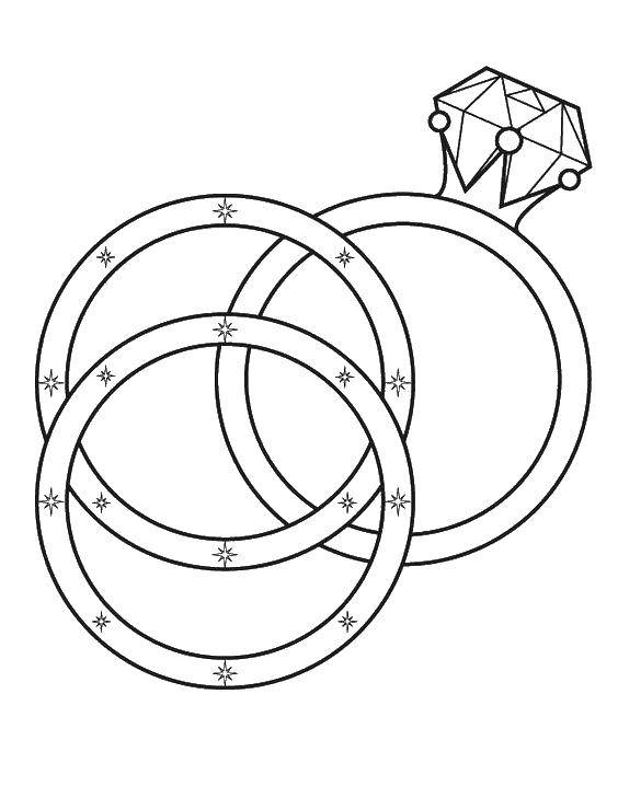 Раскраска Королевские кольца Скачать ,Свадьба, платье, жених, невеста,.  Распечатать 