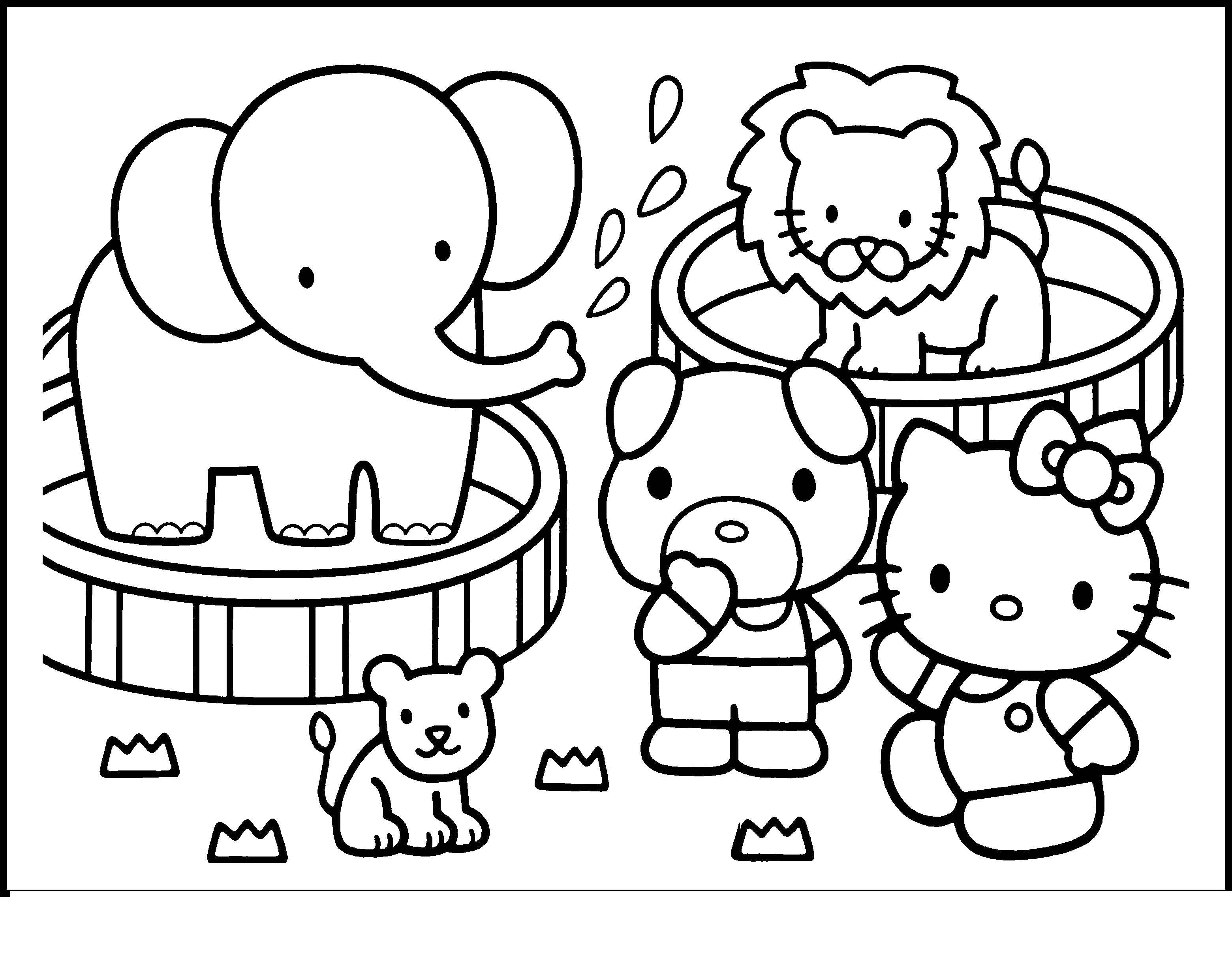 Раскраска Hello Kitty Скачать .  Распечатать 