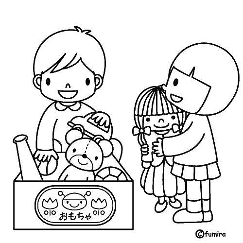 Название: Раскраска Дети и игрушки. Категория: дети. Теги: дети, игрушкм.