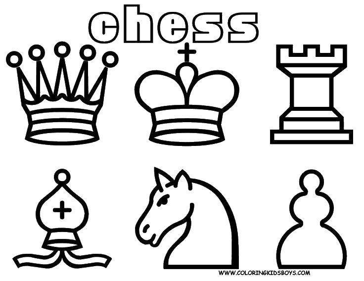 Раскраска Фигуры в шахматах Скачать ,игра, спорт, шахматы,.  Распечатать 