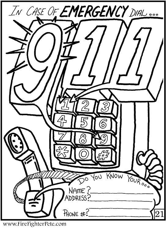 Название: Раскраска 911. Категория: раскраски. Теги: безопасность, 911.