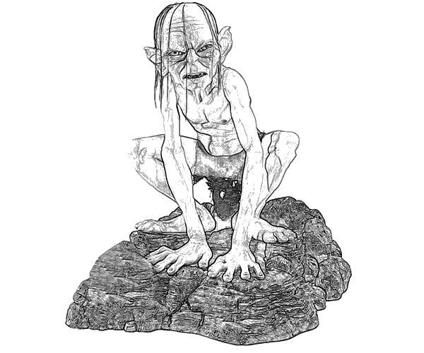 Название: Раскраска Голлум. Категория: властелин колец. Теги: Властелин колец, фильмы, голлум.